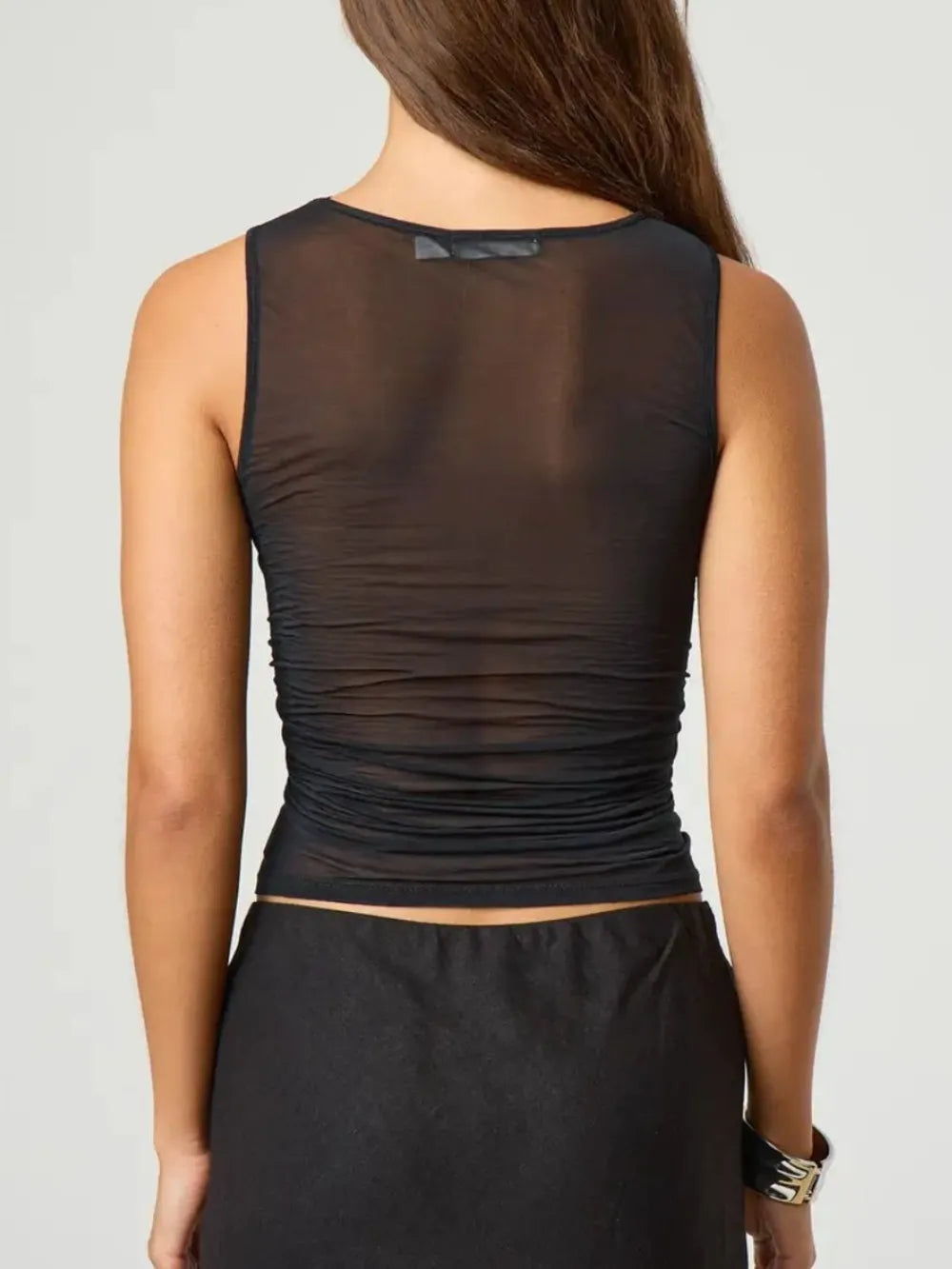 Ruched Round Neck Tank detail — Livostyle
