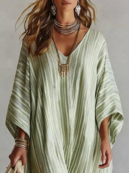Striped V-Neck Oversized Maxi Dress – photo 5