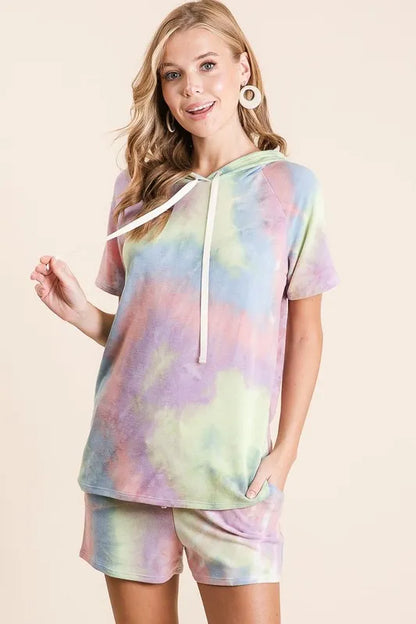 Chic Tie-Dye Drawstring Hoodie in Soft Terry Fabric — Livostyle