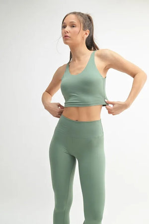 Lightweight U-Back Active Tank in Moss