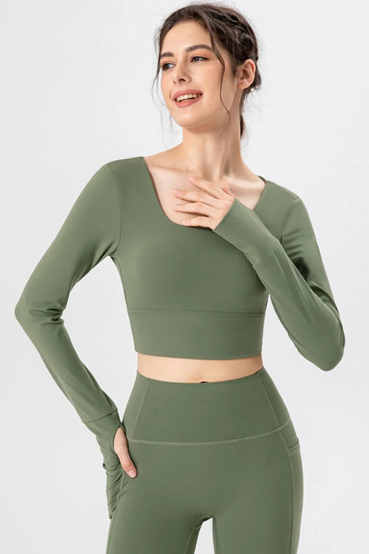 Square Neck Crisscross Active T-Shirt — Livostyle