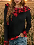 Plaid Long Sleeve Hooded Blouse — Livostyle