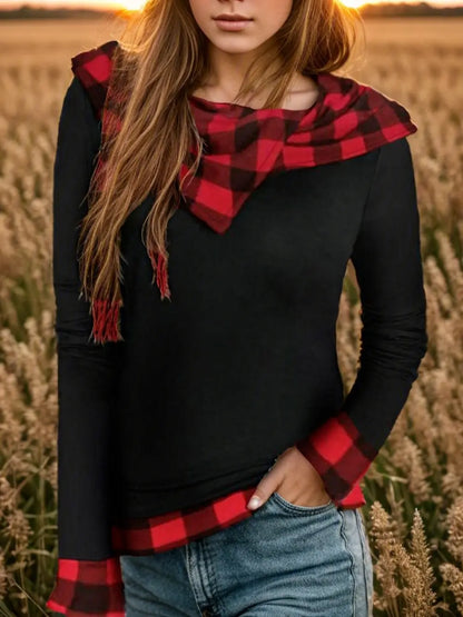 Plaid Long Sleeve Hooded Blouse — Livostyle