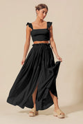 Smocked Top and Flowy Maxi Skirt Set — Livostyle