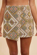 Ethic Woven Jacquard Wrap Mini Skirt — Livostyle