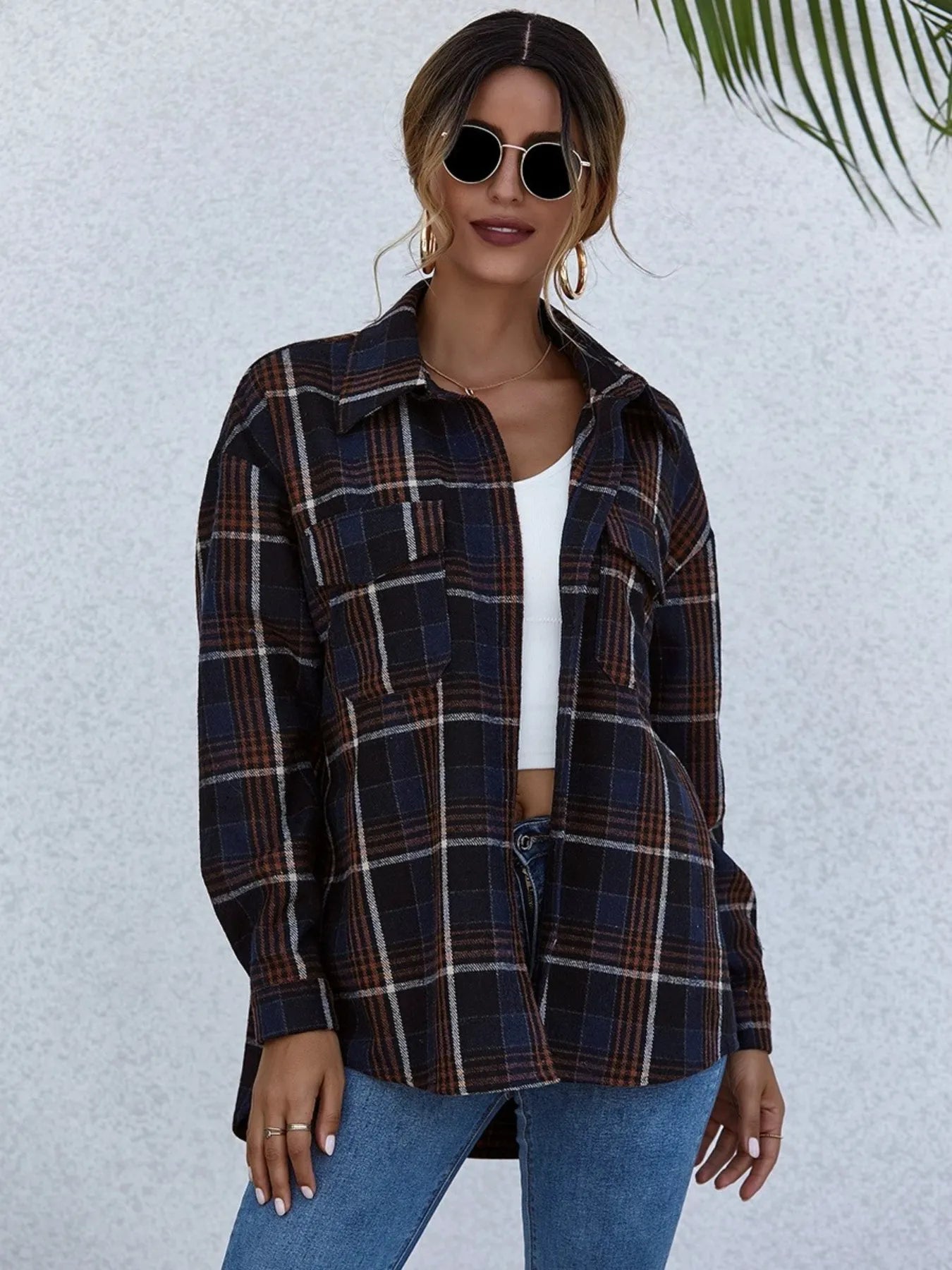 Plaid Button-Up Long Sleeve Shirt styling — Livostyle