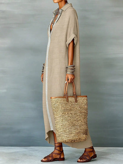 Casual Linen Shirt Dress with Button-Down Front – photo 3