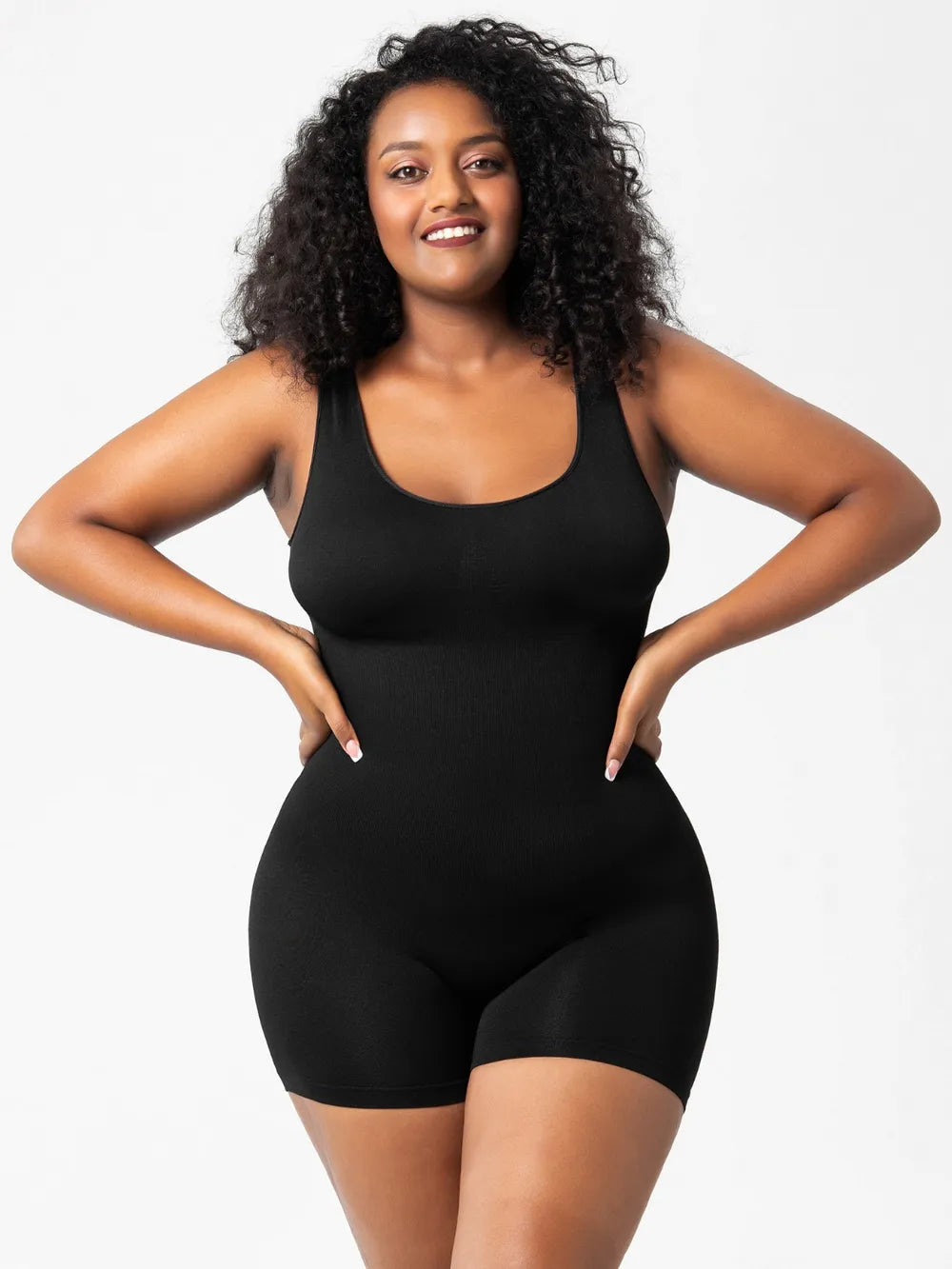 Scoop Neck Wide Strap Shaping Romper — Livostyle