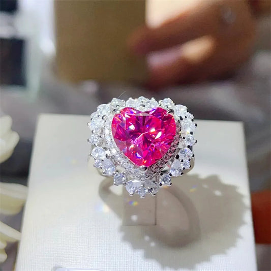 5 Carat Moissanite 925 Sterling Silver Heart-Shaped Ring — square view — Livostyle
