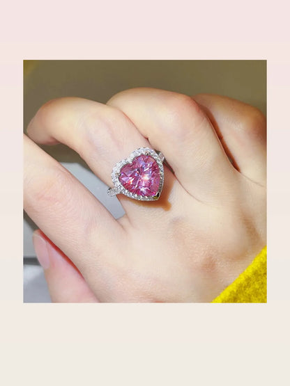 5 Carat Moissanite 925 Sterling Silver Heart Ring — Pink Hal — styled showcase — Livostyle