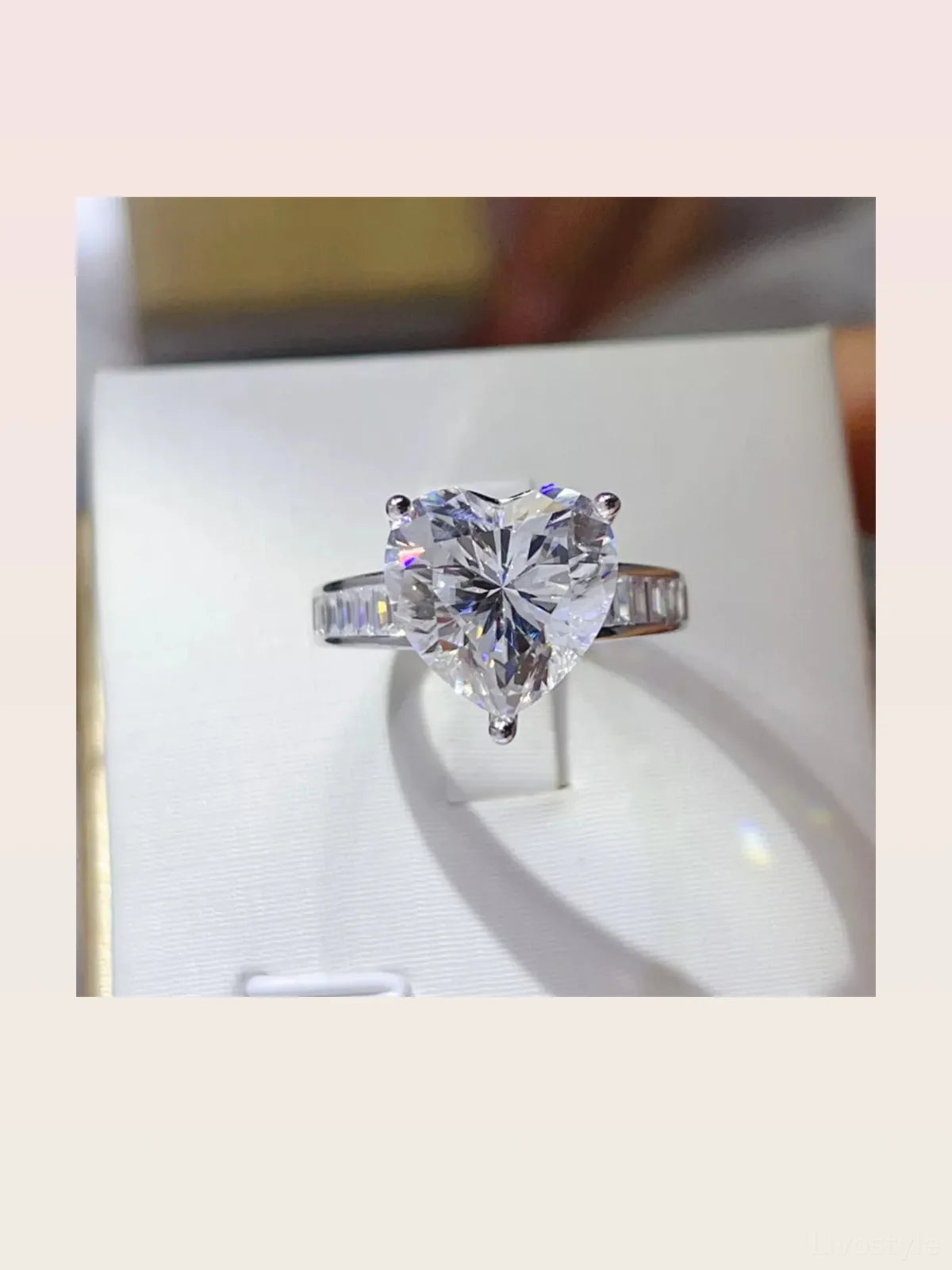 5 Carat Moissanite 925 Sterling Silver Heart Ring — White Ha — styled showcase — Livostyle