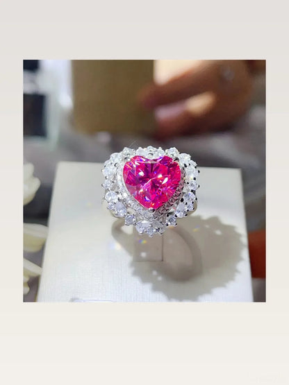 5 Carat Moissanite 925 Sterling Silver Heart-Shaped Ring — styled showcase — Livostyle