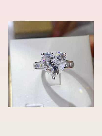 5 Carat Moissanite 925 Sterling Silver Heart Ring — White Ha — styled showcase — Livostyle