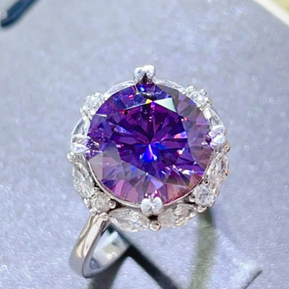 5 Carat Moissanite 925 Sterling Silver Ring — Purple Cocktai — square view — Livostyle