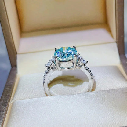 5 Carat Moissanite 925 Sterling Silver Ring — Oval Blue Pron — square view — Livostyle