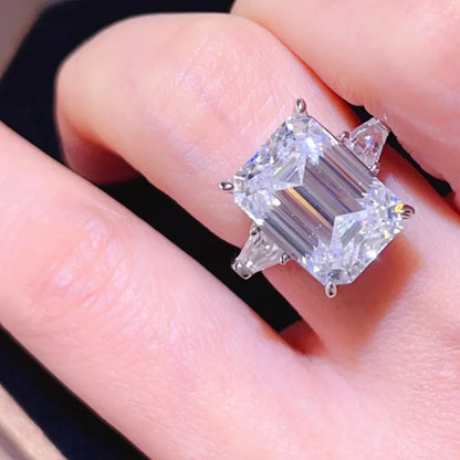 5 Carat Moissanite 925 Sterling Silver Ring — Emerald-Cut Wh — square view — Livostyle