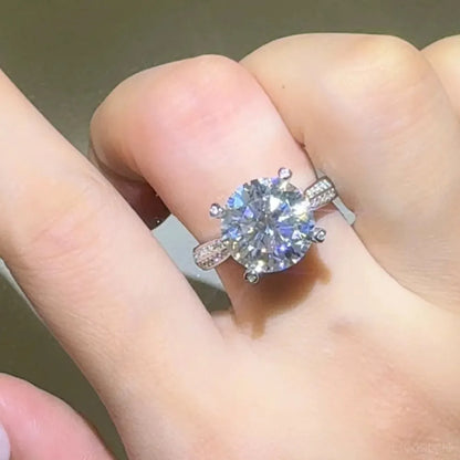 5 Carat Moissanite 925 Sterling Silver Ring — Round Pavé For — square view — Livostyle