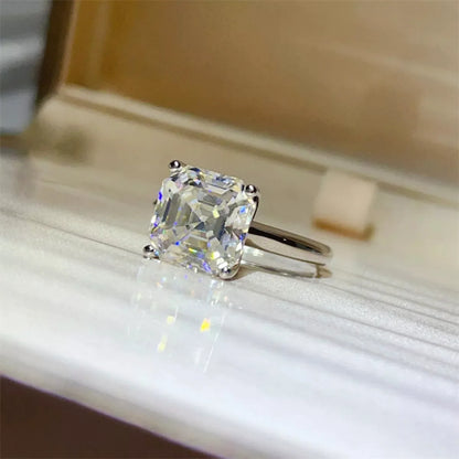 5 Carat Moissanite 925 Sterling Silver Ring — Square Solitai — square view — Livostyle