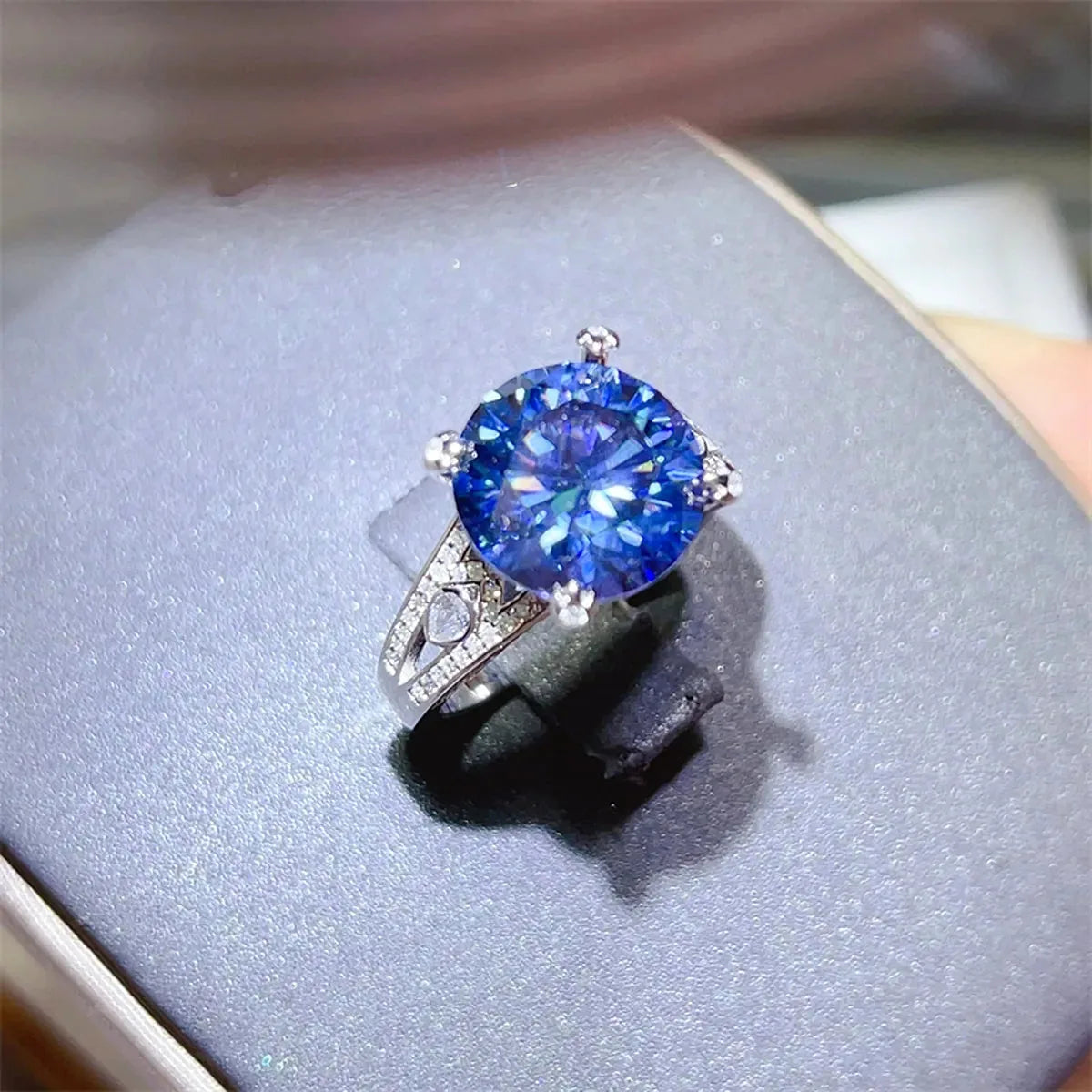 5 Carat Moissanite 925 Sterling Silver Ring — Blue Fine-Jewe — square view — Livostyle