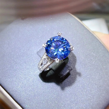 5 Carat Moissanite 925 Sterling Silver Ring — Blue Fine-Jewe — square view — Livostyle