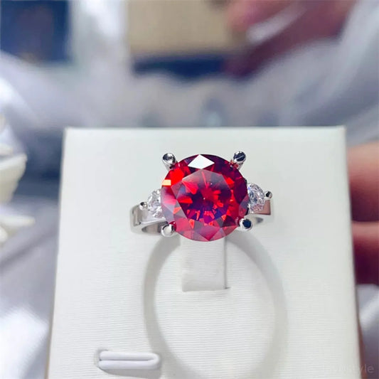5 Carat Moissanite 925 Sterling Silver Ring — Red Luxury Coc — square view — Livostyle