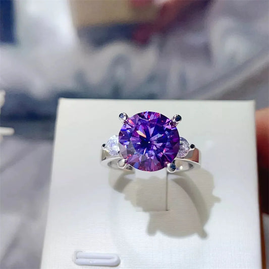 5 Carat Moissanite 925 Sterling Silver Ring — Purple Cocktai — square view — Livostyle