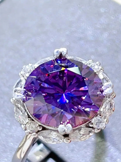 5 Carat Moissanite 925 Sterling Silver Ring — Purple Cocktai — detail view — Livostyle