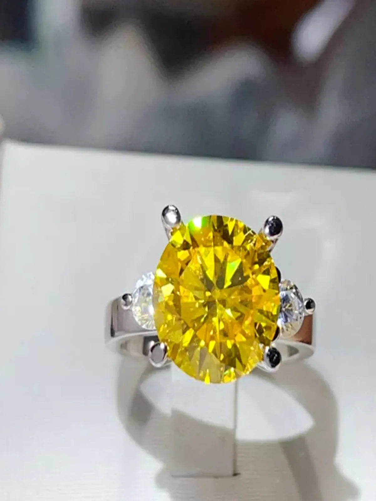 5 Carat Moissanite 925 Sterling Silver Ring — Round Yellow C — detail view — Livostyle