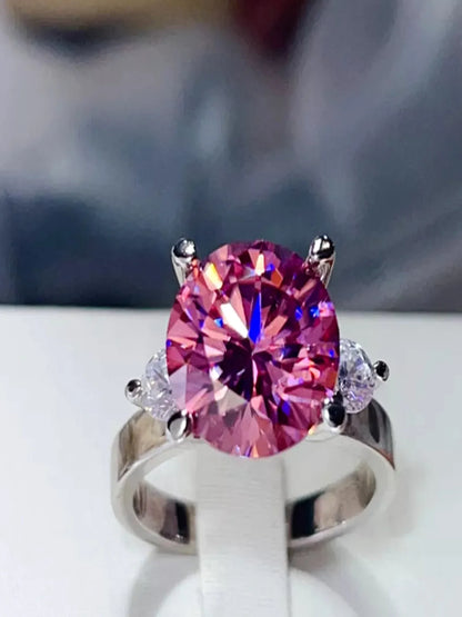 5 Carat Moissanite 925 Sterling Silver Ring — Round Pink Gem — detail view — Livostyle