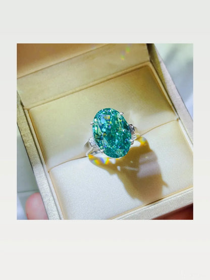 5 Carat Moissanite 925 Sterling Silver Ring — Oval-Cut Green — styled showcase — Livostyle