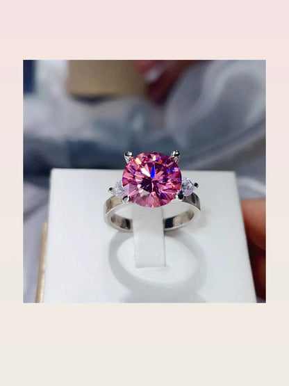 5 Carat Moissanite 925 Sterling Silver Ring — Round Pink Gem — styled showcase — Livostyle