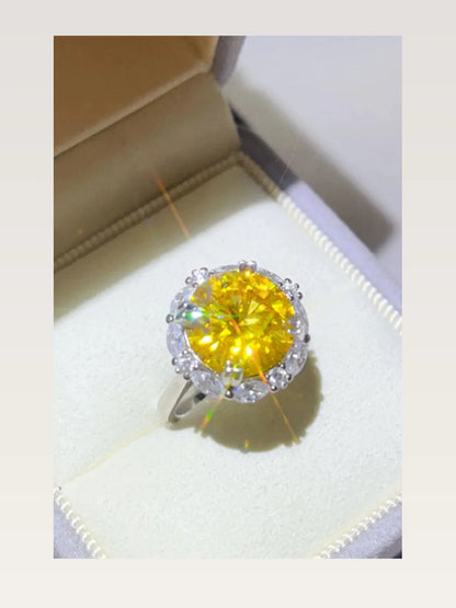5 Carat Moissanite 925 Sterling Silver Ring — Round Yellow — styled showcase — Livostyle