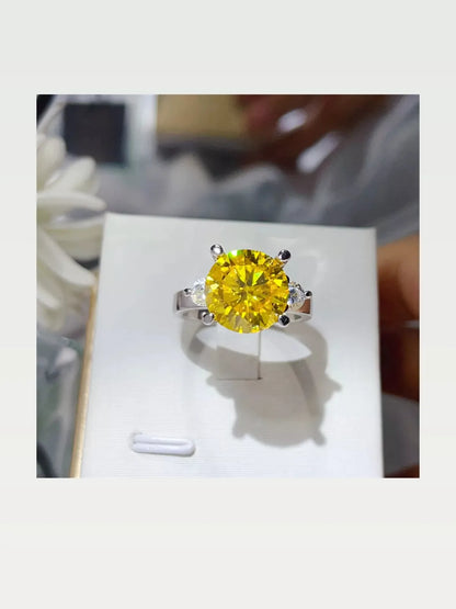 5 Carat Moissanite 925 Sterling Silver Ring — Round Yellow C — styled showcase — Livostyle