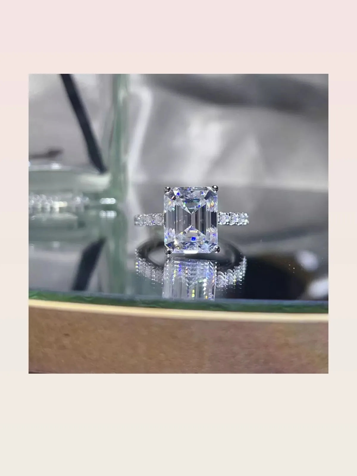 5 Carat Moissanite 925 Sterling Silver Ring — Emerald-Cut Pa — styled showcase — Livostyle