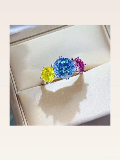 5 Carat Moissanite 925 Sterling Silver Ring — Round Pink Yel — styled showcase — Livostyle