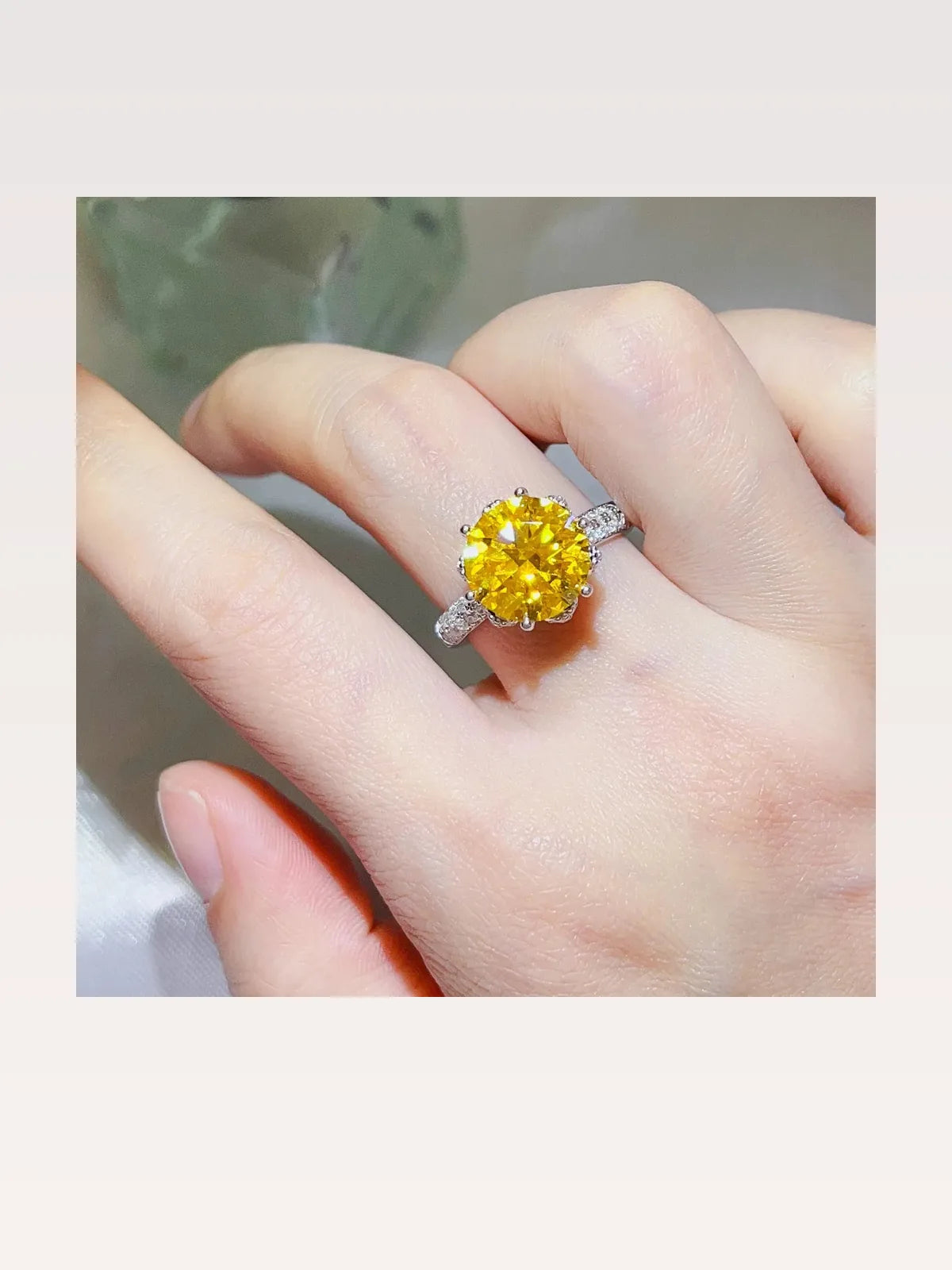 5 Carat Moissanite 925 Sterling Silver Ring — Round-Cut Yell — styled showcase — Livostyle