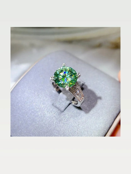 5 Carat Moissanite 925 Sterling Silver Ring — Green Annivers — styled showcase — Livostyle