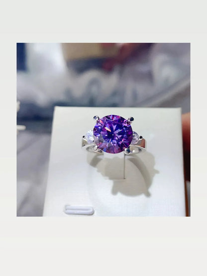 5 Carat Moissanite 925 Sterling Silver Ring — Purple Cocktai — styled showcase — Livostyle