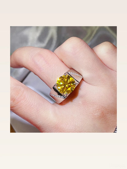 5 Carat Moissanite 925 Sterling Silver Ring — Yellow Gemston — styled showcase — Livostyle