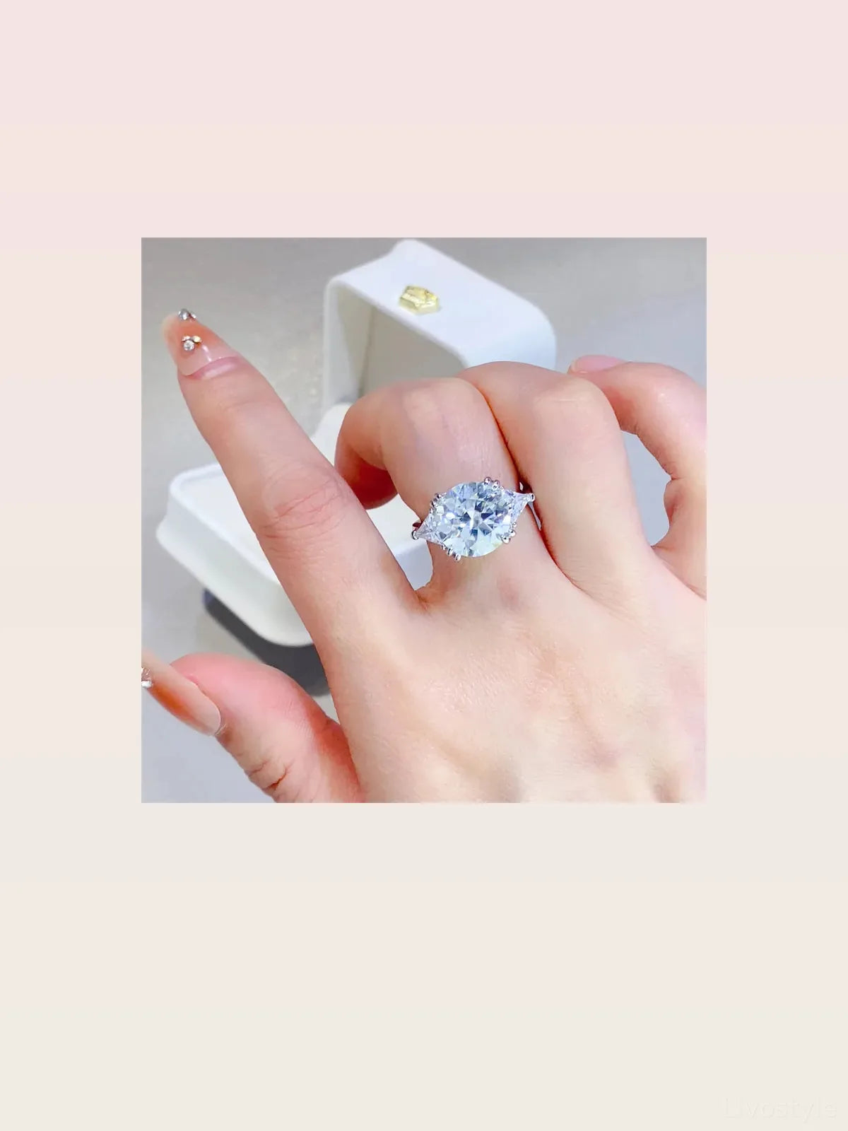 5 Carat Moissanite 925 Sterling Silver Ring — White Statemen — styled showcase — Livostyle