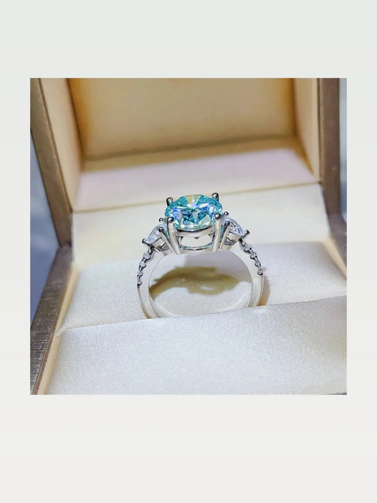 5 Carat Moissanite 925 Sterling Silver Ring — Oval Blue Pron — styled showcase — Livostyle