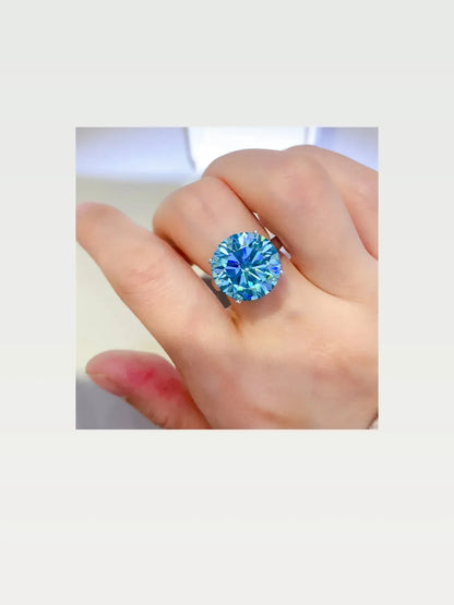 5 Carat Moissanite 925 Sterling Silver Ring — Round-Cut Blue — styled showcase — Livostyle