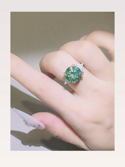 5 Carat Moissanite 925 Sterling Silver Ring — Green Cocktail — styled showcase — Livostyle