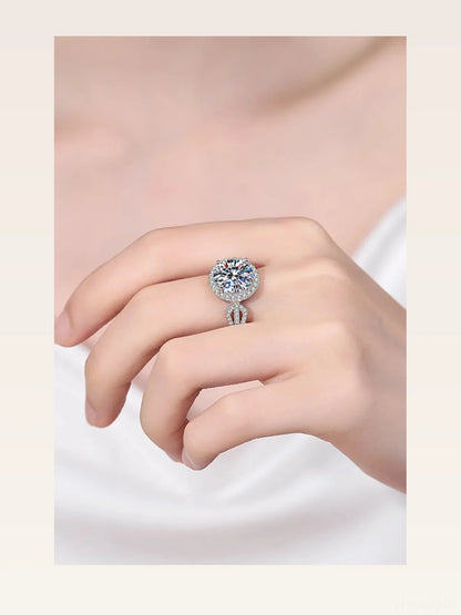 5 Carat Moissanite 925 Sterling Silver Ring — Round Halo Pro — styled showcase — Livostyle