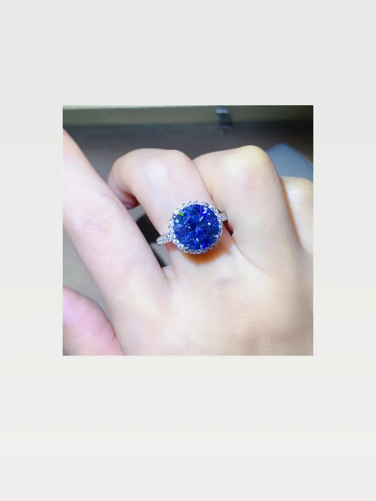 5 Carat Moissanite 925 Sterling Silver Ring — Round Blue Hal — styled showcase — Livostyle
