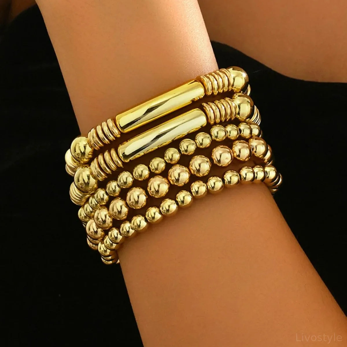 5 Piece Plastic Beaded Bracelet — square view — Livostyle