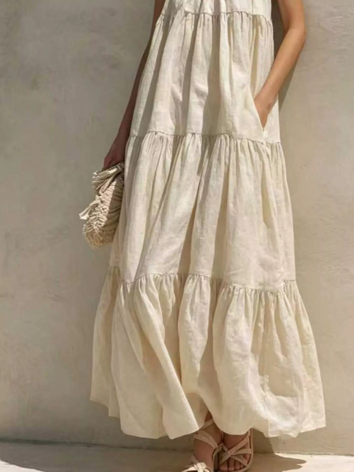 Tiered Scoop Neck Maxi Dress with Pockets – photo 2