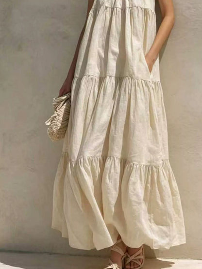 Tiered Scoop Neck Maxi Dress with Pockets – photo 2