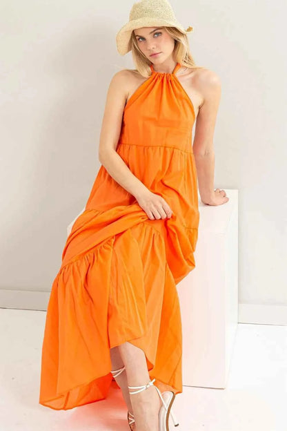 Halter Neck Cover Up Maxi Dress — Livostyle