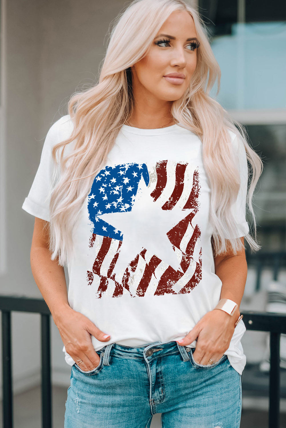 US Flag Graphic Round Neck Tee – photo 2
